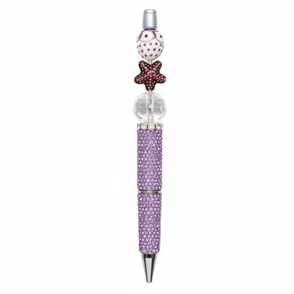 Handcrafted Lampwork Glass, Cloisonné & Porcelain Beaded Pen with Silver Accents